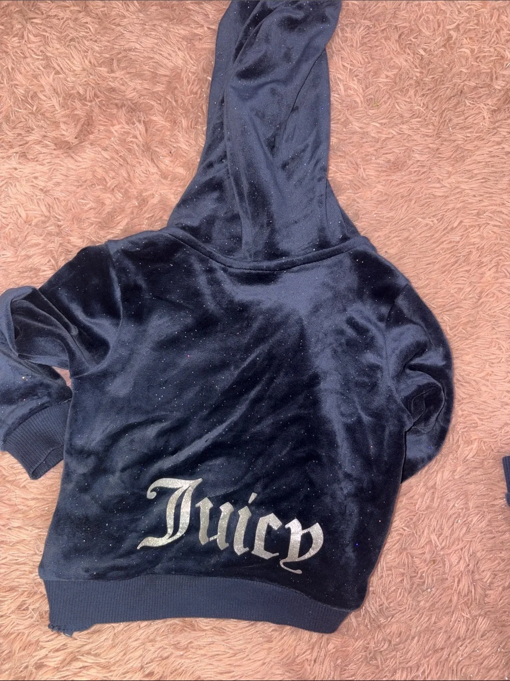 Juicy Couture Black Sparkle Velvet Hoodie & Joggers